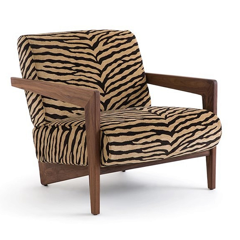 Кресло с обивкой из шенилла с тигровым принтом Tiger Chair Коричневый Кресло с обивкой из шенилла с тигровым принтом Tiger Chair Коричневый в Твери | Loft Concept
