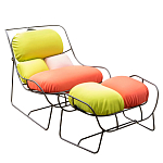 Дизайнерское разноцветное кресло на металлическом каркасе с подставкой для ног Poltronova Plasma Armchair варинант исполнения - 2 | Loft Concept в Твери