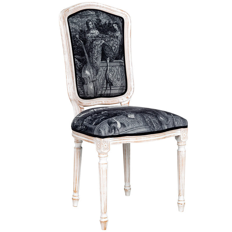 Стул Monceau Palace Stool Черно-белый Белый винтажная патина Стул Monceau Palace Stool Черно-белый Белый винтажная патина в Твери | Loft Concept