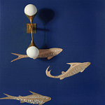 Обои с вышивкой ручной работы Deco Fish Aurum colourway on Caribbean Sea slub silk варинант исполнения - 2 | Loft Concept в Твери