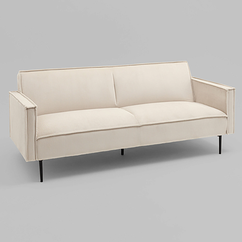 Диван современный вельветовый прямой Worcester Молочный Молочный Черный в Твери | Loft Concept 