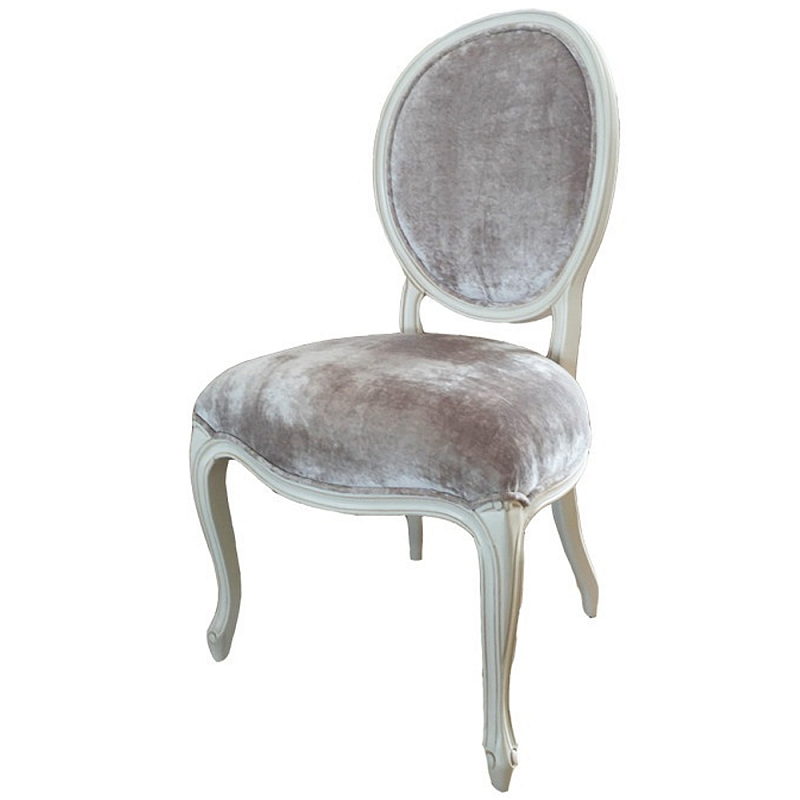 Стул в стиле прованс велюр Sylvie French Seating Chair Белый Бежево-серый Стул в стиле прованс велюр Sylvie French Seating Chair Белый Бежево-серый в Твери | Loft Concept