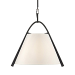 Подвесной светильник в форме конуса с белым тканевым абажуром и чёрным каркасом Stylish Solution варинант исполнения - 1 | Loft Concept в Твери