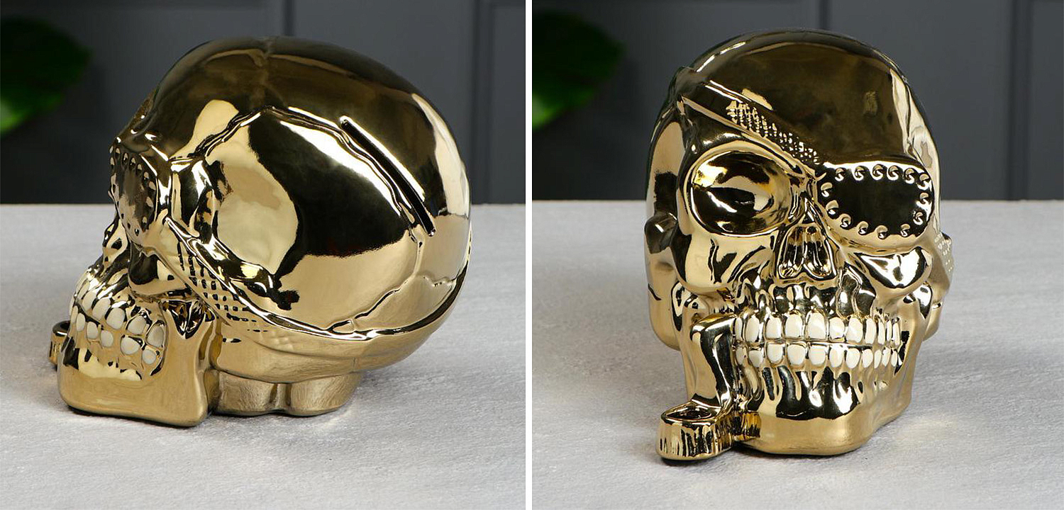 Статуэтка Golden Skull with Pipe Статуэтка Golden Skull with Pipe - Loft-Concept в Твери